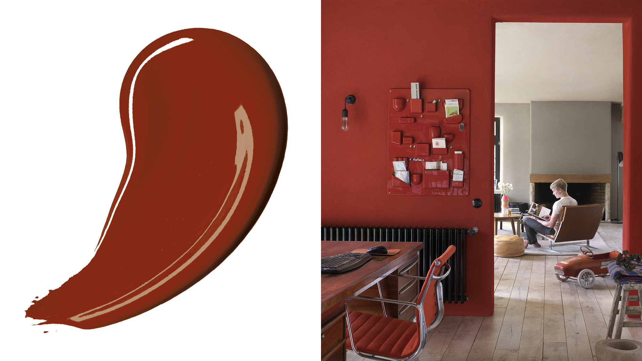 Add warmth with bold red Темные цвета моментально делают интерьер комнаты более уютным и близким. Глубокие красные или шоколадные оттенки визуально делают стены ближе.